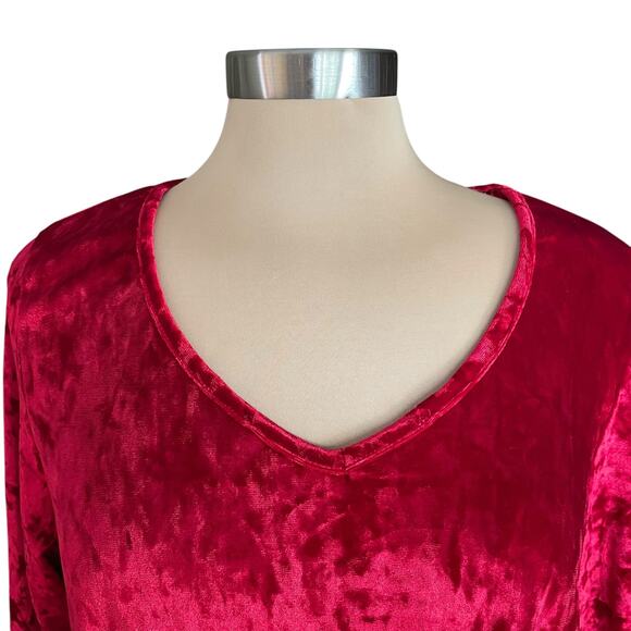 JODIFL Red Velvet Swing Tunic Top Sz M/LG Christmas Valentines Glam Date Night - Picture 2 of 6